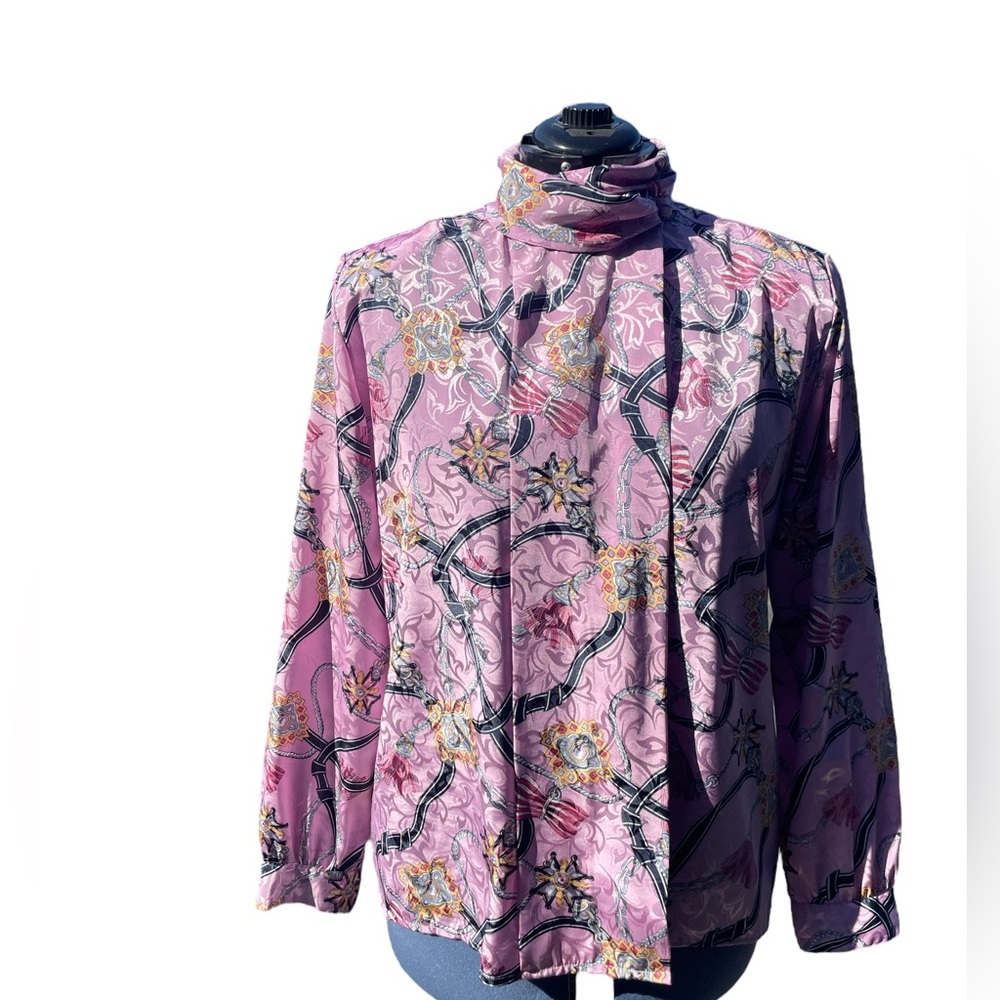 Vintage lilac and jewel print blouse 1970-80s